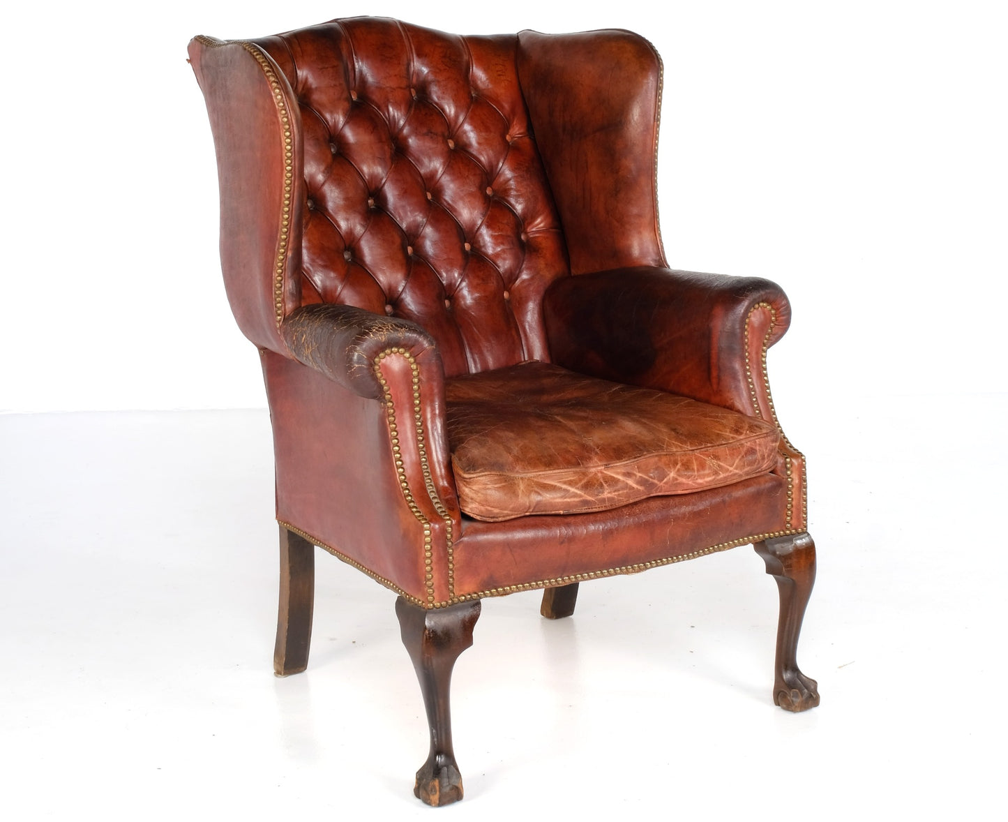 ARTDECO EDWARDIAN CHESTERFIELD LEATHER WINGBACK ARMCHAIR
