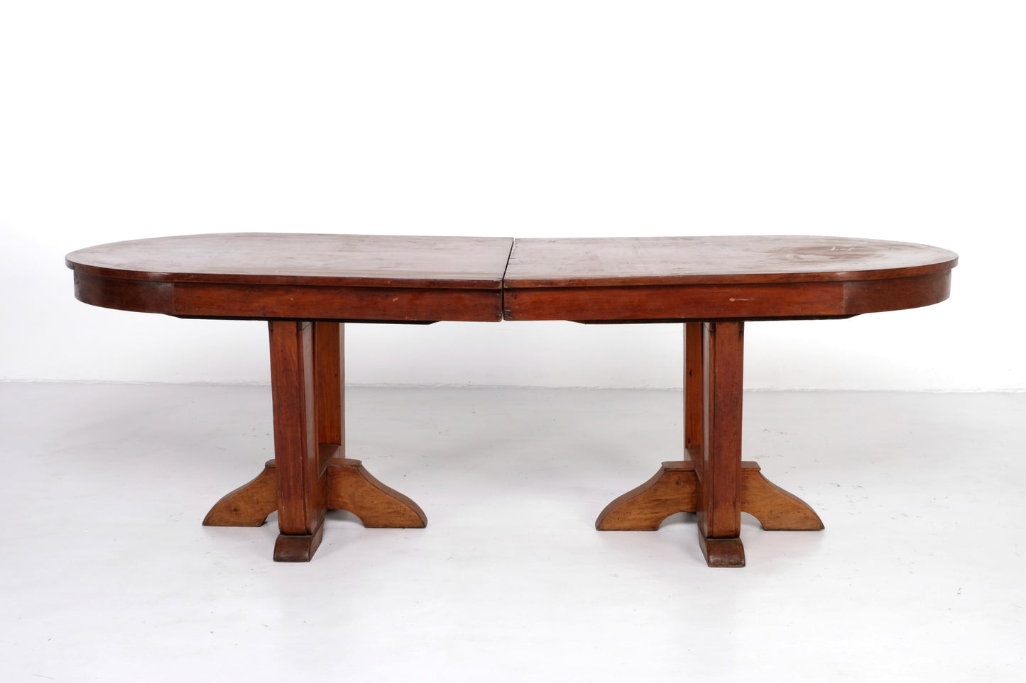 ANTIQUE DOUBLE PEDESTAL OVAL DINING TABLE