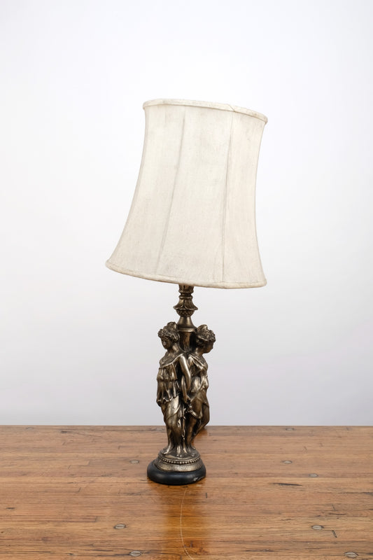ART DECO BRONZE THREE MAIDEN LAMPSHADE