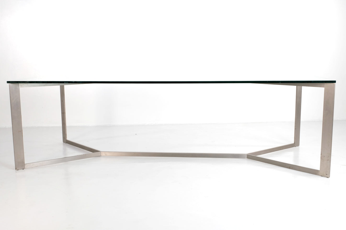 LIBRA LINTON DINING TABLE STAINLESS STEEL AND GLASS