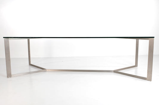 LIBRA LINTON DINING TABLE STAINLESS STEEL AND GLASS