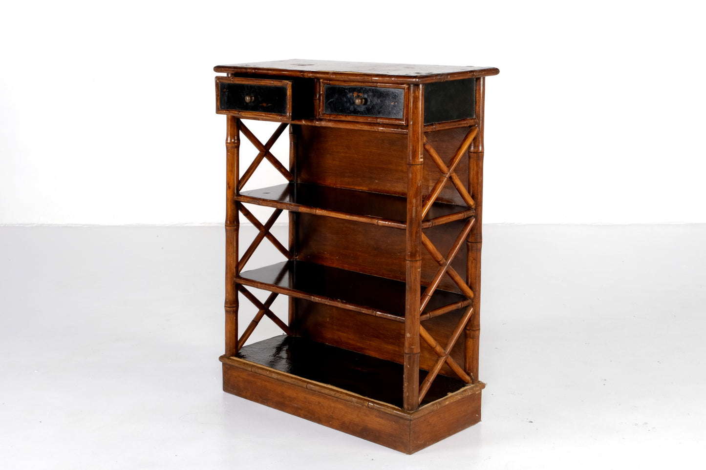 ANTIQUE FAUX BAMBOO SIDE CONSOLE - DRAWERS
