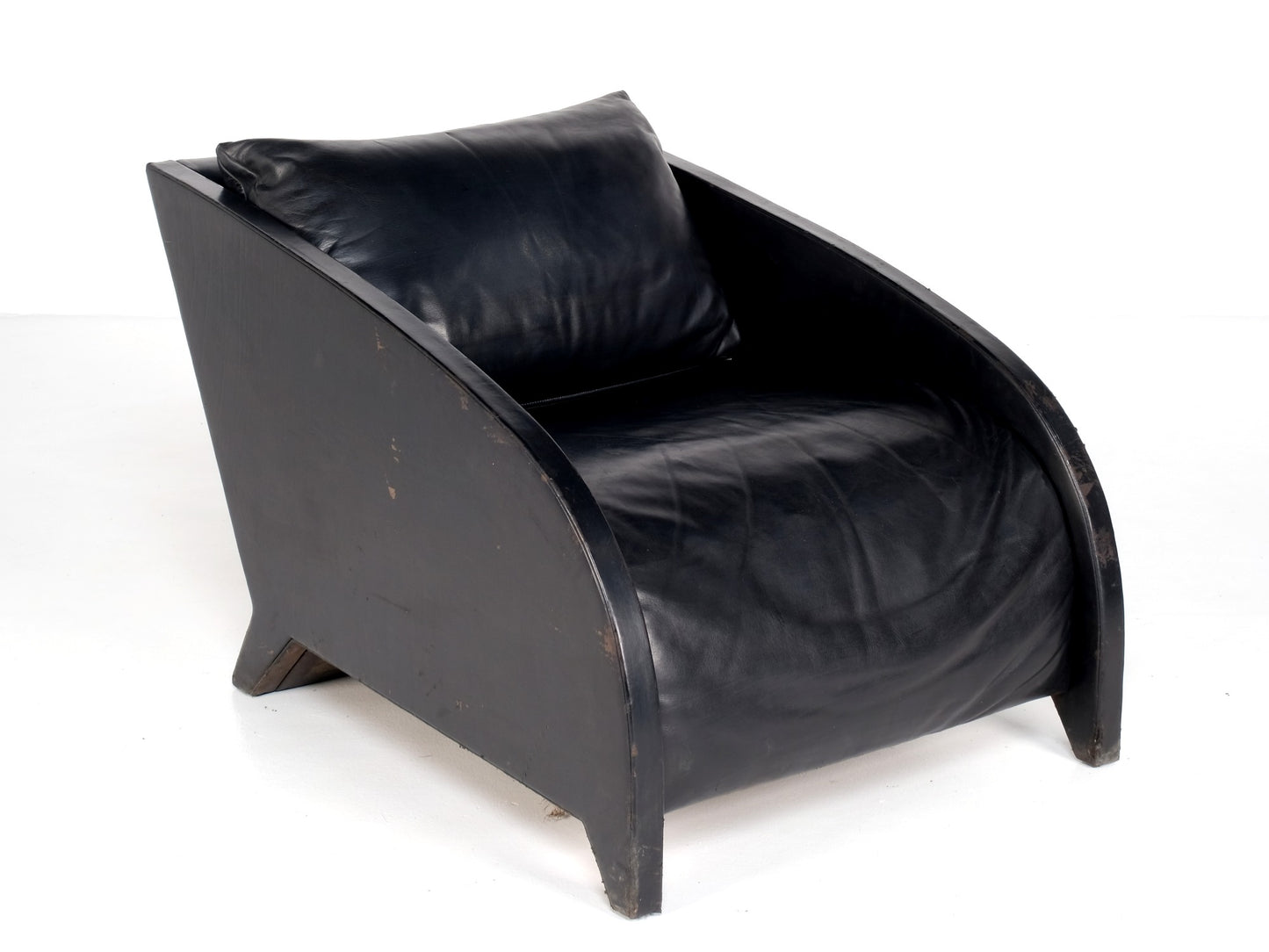 ART DECO REVIVAL BAUHAUS LEATHER LOUNGE CHAIR
