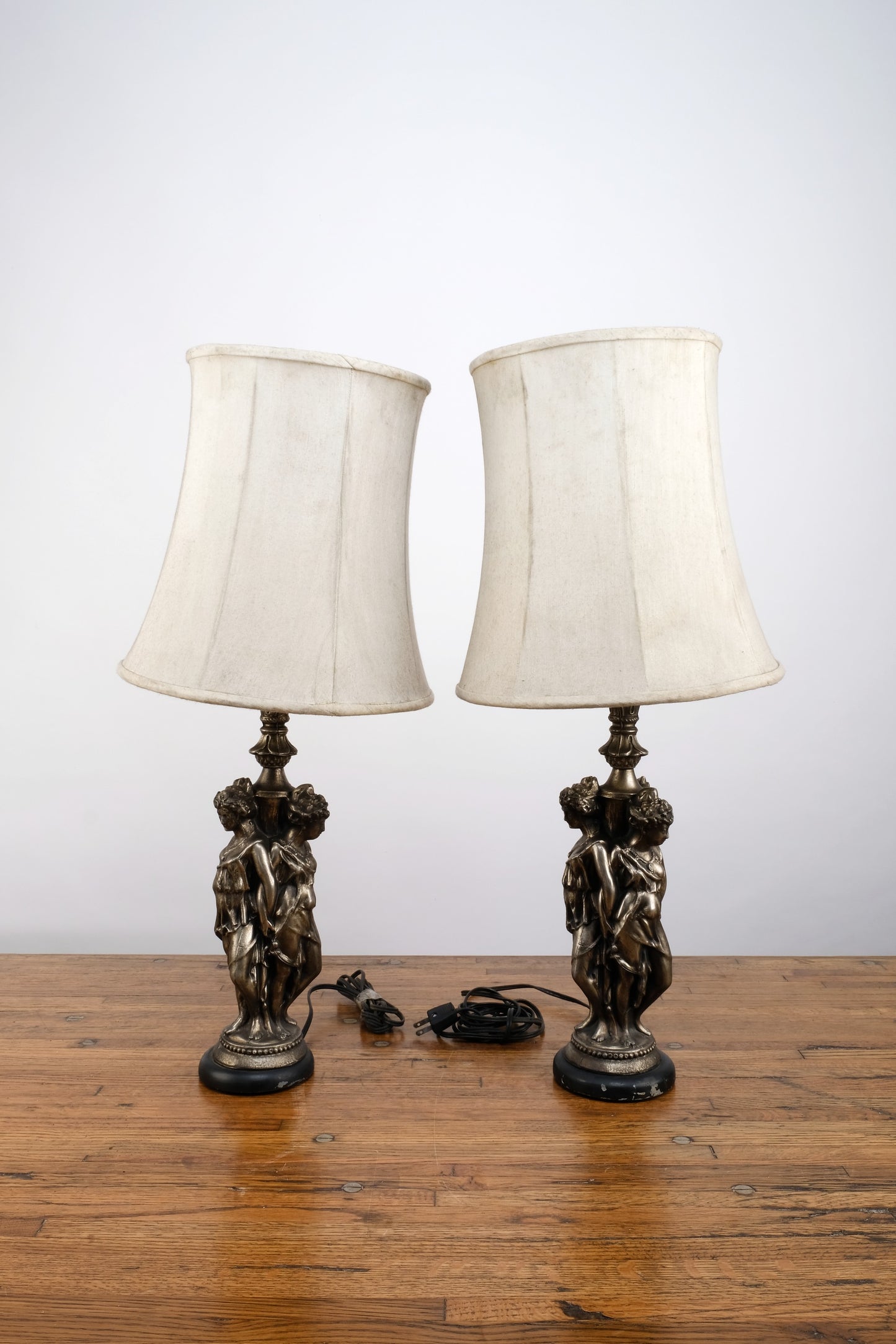 ART DECO BRONZE THREE MAIDEN LAMPSHADE