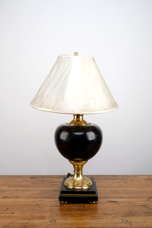 BLACK PORCELAIN WITH GOLD PLATED BASE TABLE LAMPSHADE