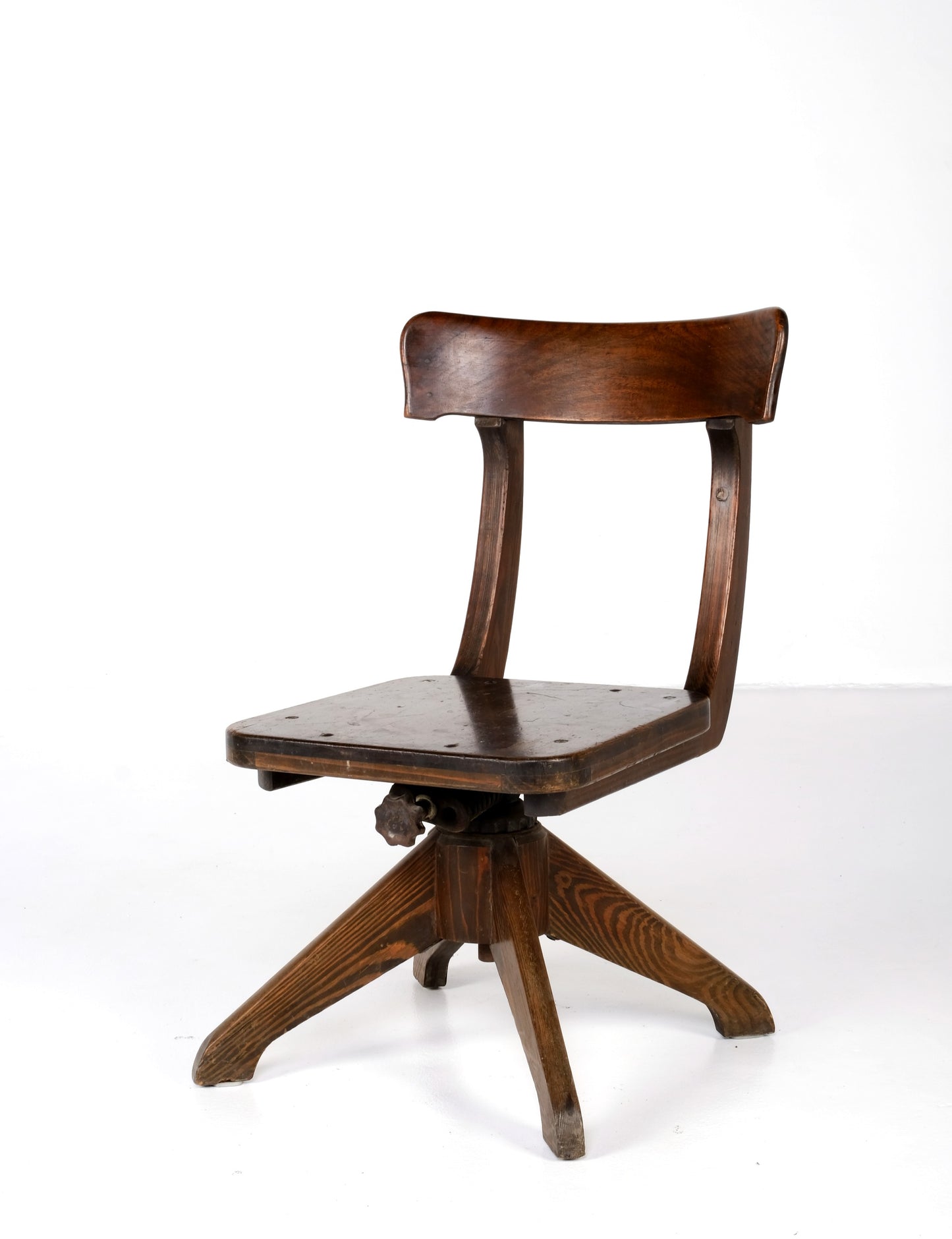 ANTIQUE MILWAUKEE SWIVEL DESK ARMLESS CHAIR