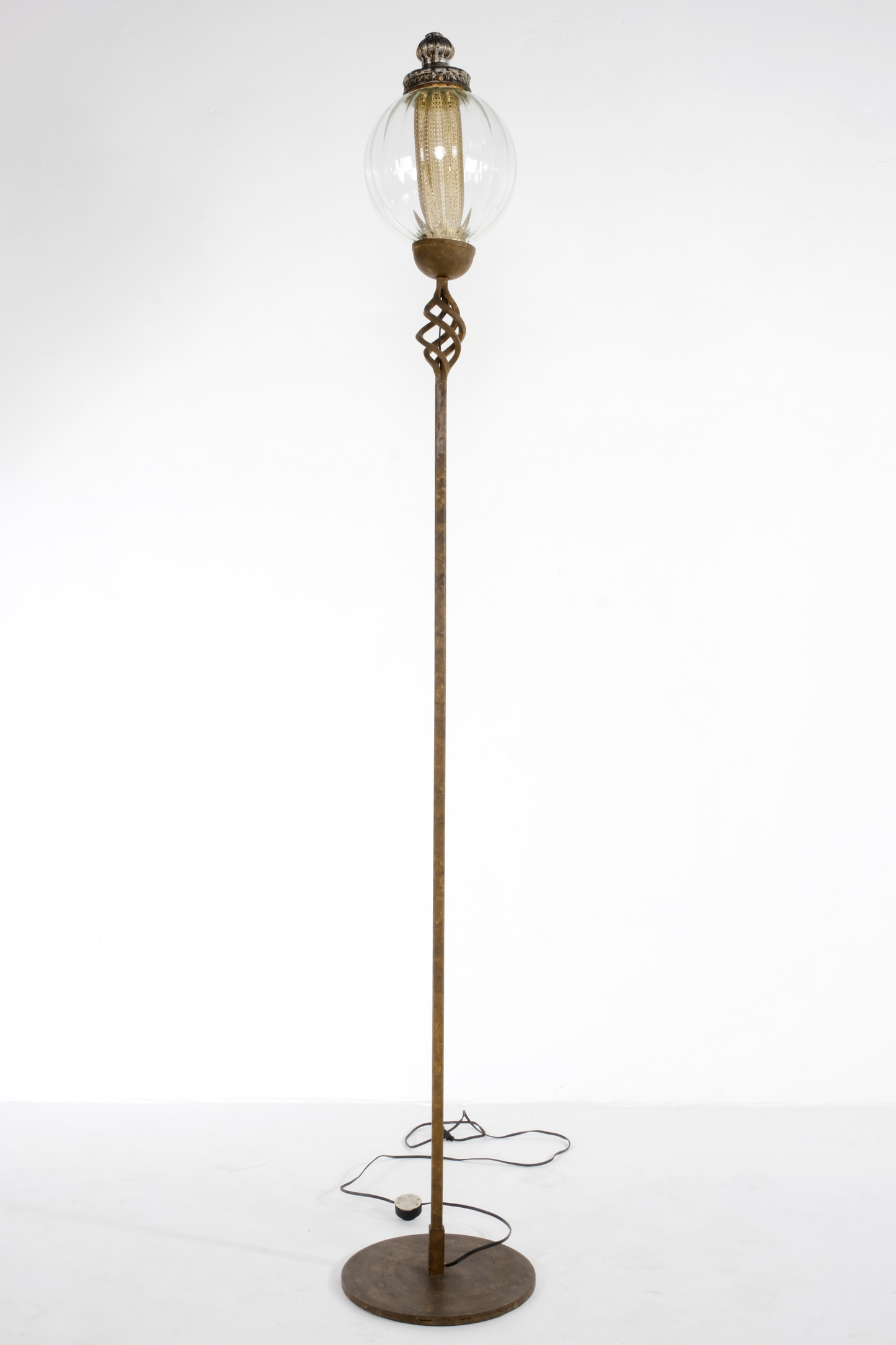 TEAK GLASS FLOOR LAMP