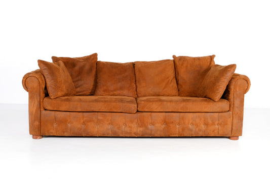 FABRIC VELVET LEATHER CHESTERFIELD STUDIO COUCH