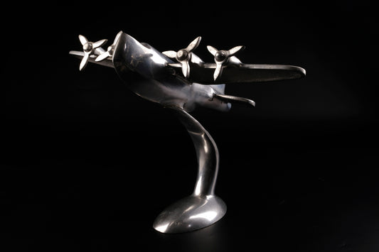 ART DECO POLISHED CAST ALUMINUM MODEL AIRPLANE DECORATIVE