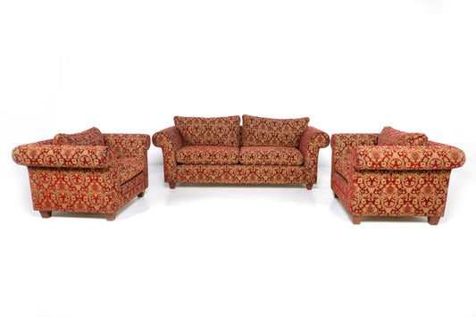 SET OF EUROPIAN STYLE FLORAL FABRIC STUDIO COUCHES