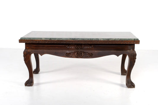 WOODEN COFFEE TABLE WITH MARBLE TOP