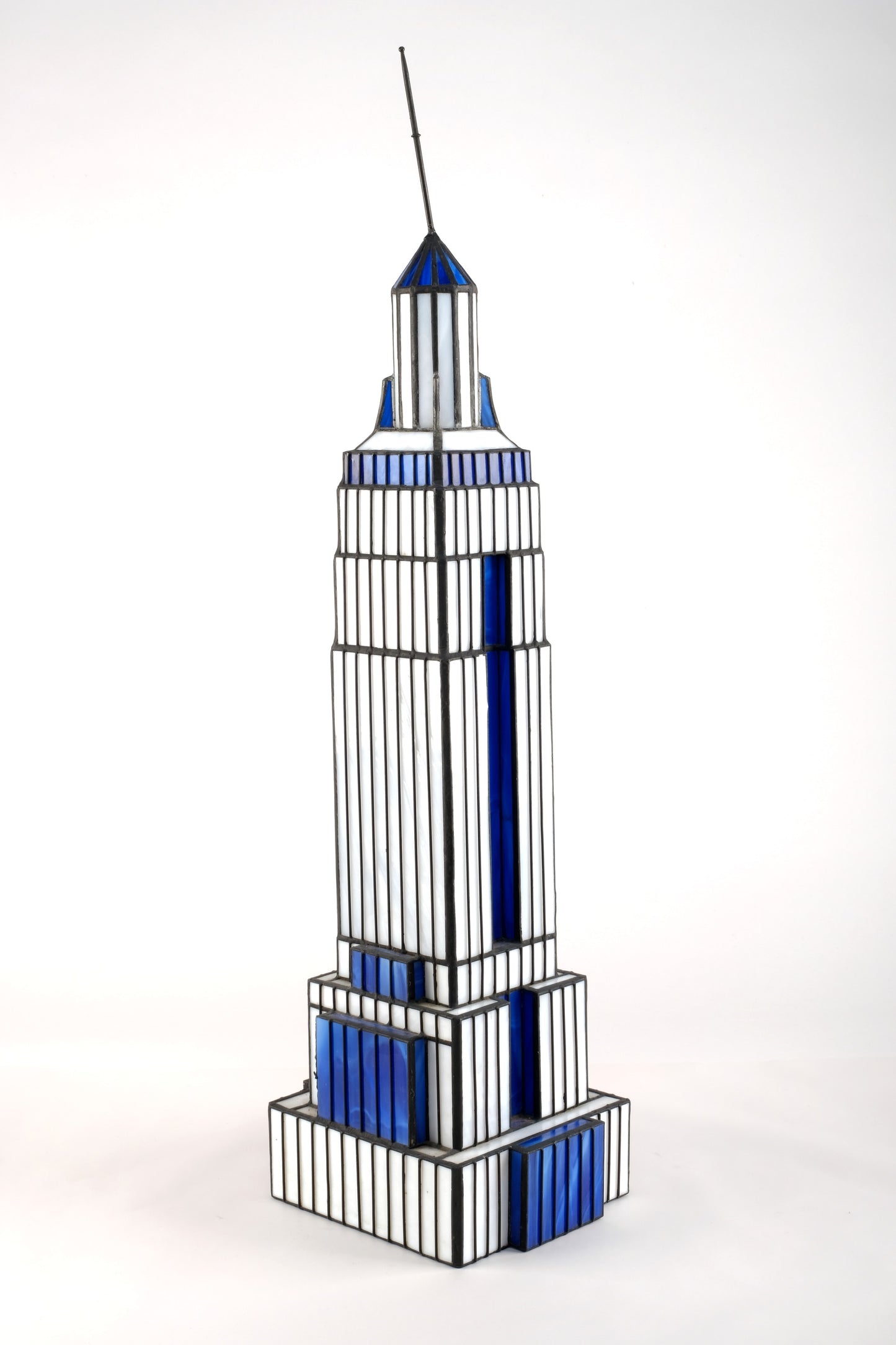 SKY BLUE AND WHITE GLASS SCALE MODEL BUILDING - LIGHT COVER