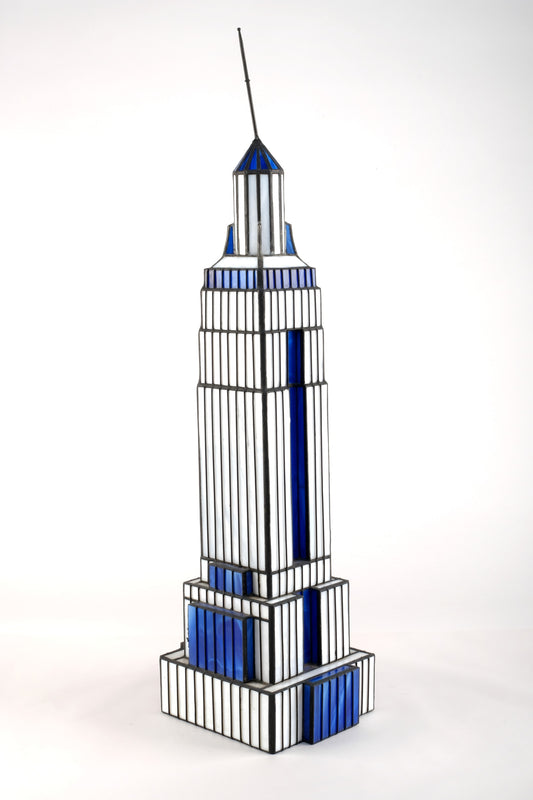 SKY BLUE AND WHITE GLASS SCALE MODEL BUILDING - LIGHT COVER