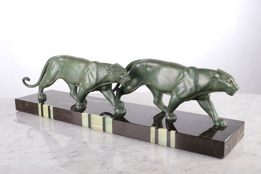 FRENCH RARE ART DECO "GROUP PANTHERS"