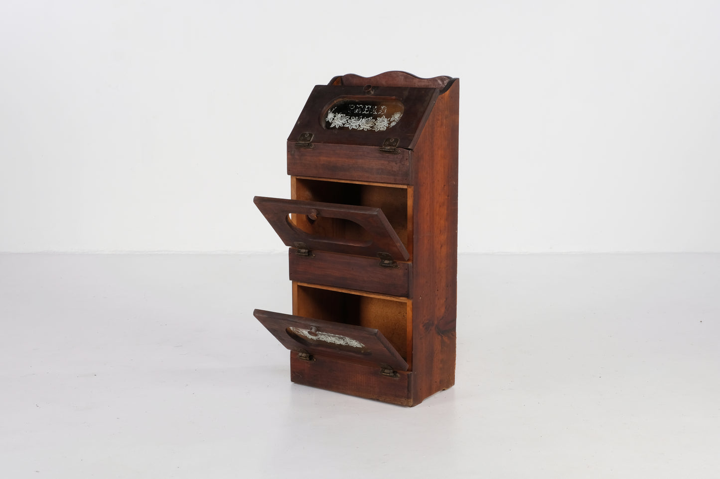 WOODEN BREAD BOX WITH ONION AND POTATO BINS