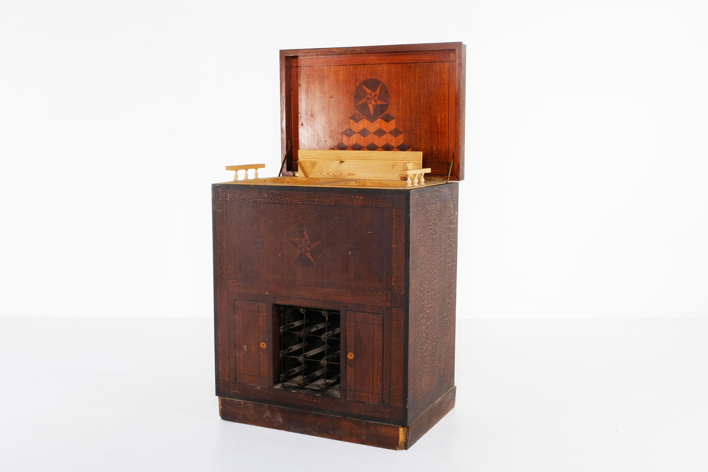 ANTIQUE BAR CABINET WITH PENTACLE INLAY