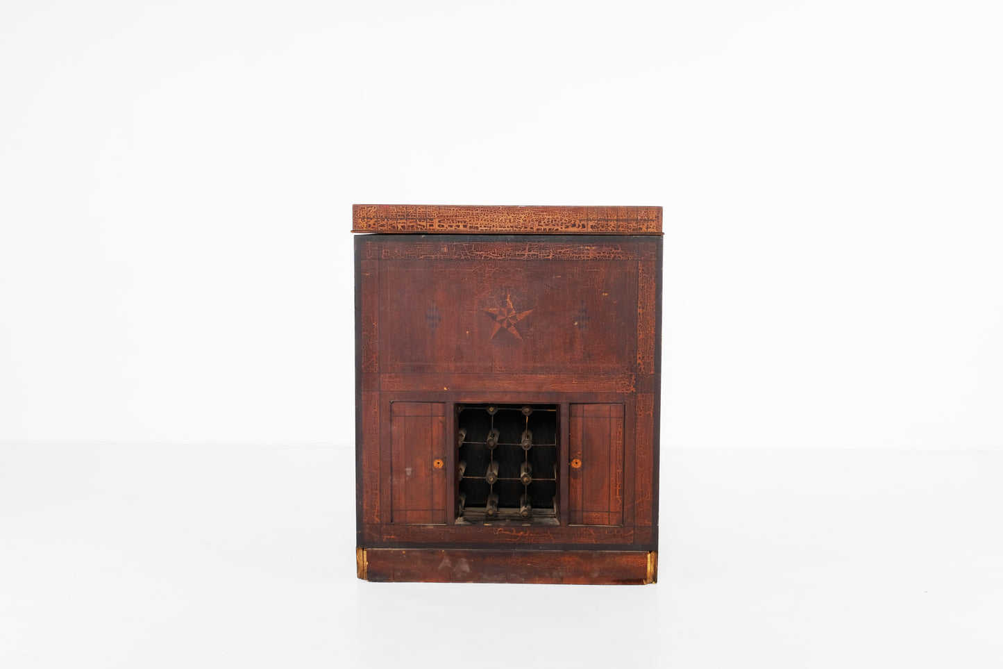 ANTIQUE BAR CABINET WITH PENTACLE INLAY