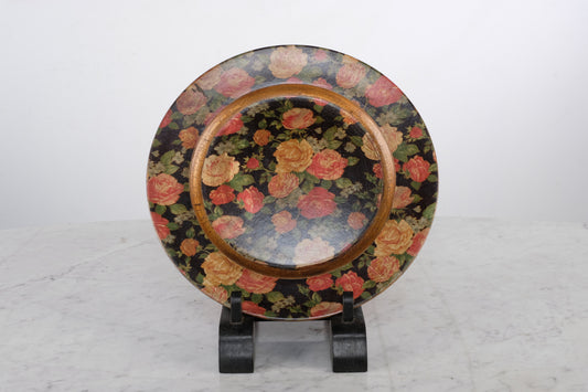 FLORAL ART HAND PAINTED CERAMIC CLAY PLATE